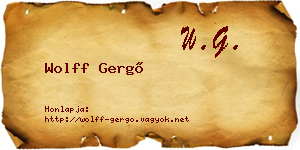 Wolff Gergő névjegykártya